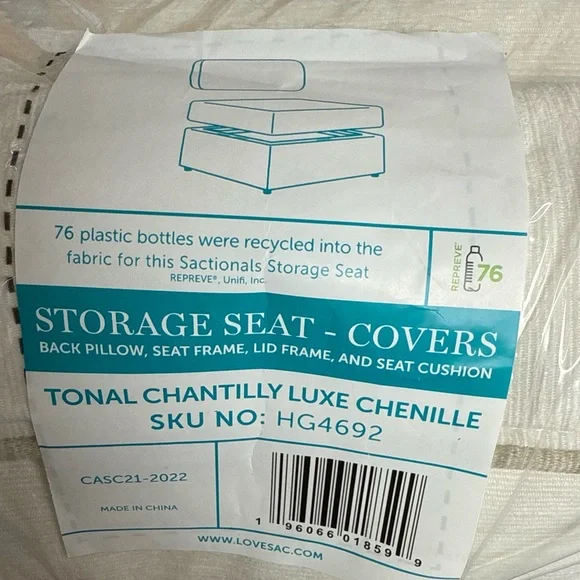 Lovesac Seat Cover Set: Tonal Chantilly Luxe Chenille CSTM bundle - Picture 4 of 8